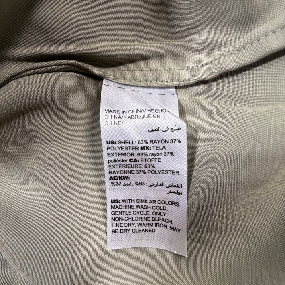 Chico's Utility Jacket Women 3P Olive Green Satin Anorak Field Coat 16P 18P - Picture 7 of 12